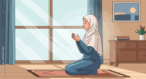 Muslim Woman Praying at Home