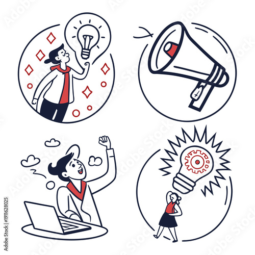 A woman experiencing various forms of stress and anxiety in different situations Vector