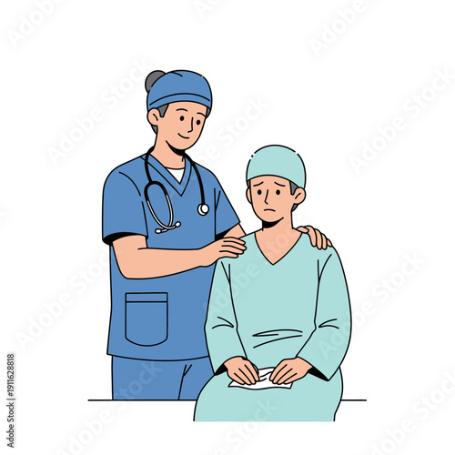 Doctor comforting patient, healthcare, medical support, empathy, care, hospital