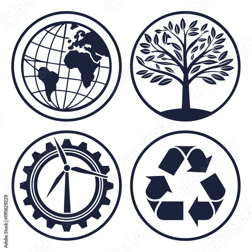 Symbols representing environmental sustainability and global cooperation Vector