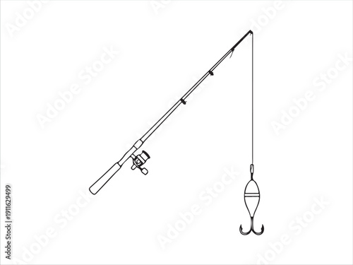 Simple fishing rod with hook and bobber illustration for outdoor activity