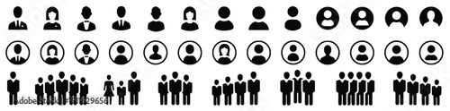 Diverse group of people icons representing individuals and teams in various settings