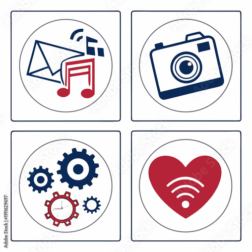 A collection of icons representing various digital services and features Vector