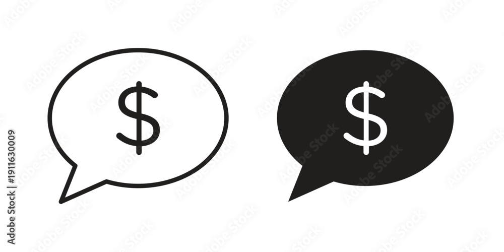 Fototapeta premium Comment dollar icon. linear style sign for mobile concept and website ui design