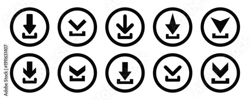 Download icons in circle for data transfer and saving