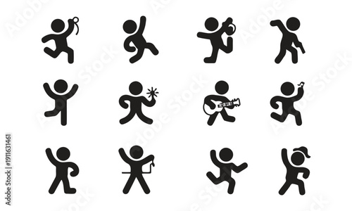 Dynamic icons of people in various active poses and movements