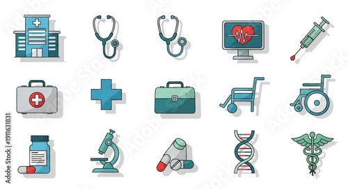 Medical healthcare icons set for healthcare and medicine industry.