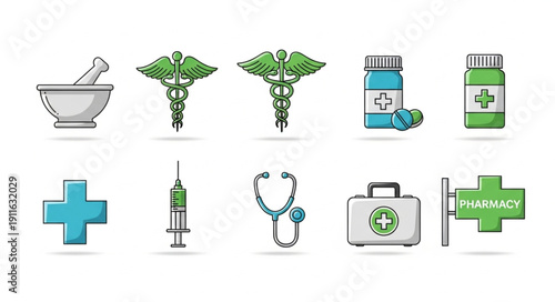 Medical and Pharmacy Icons Collection.
