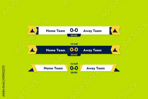 Vector sports banner for game match broadcast on a bright green background