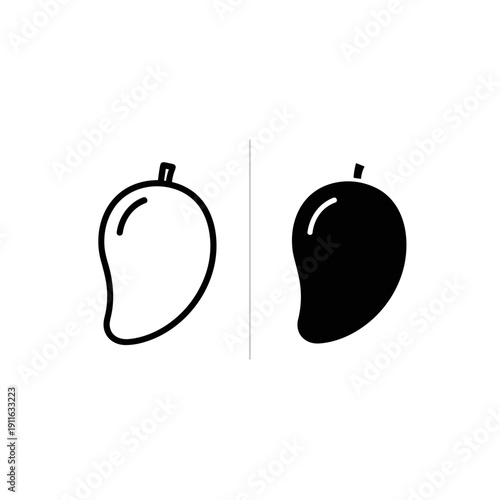 A black and white drawing of two pears side by side Vector