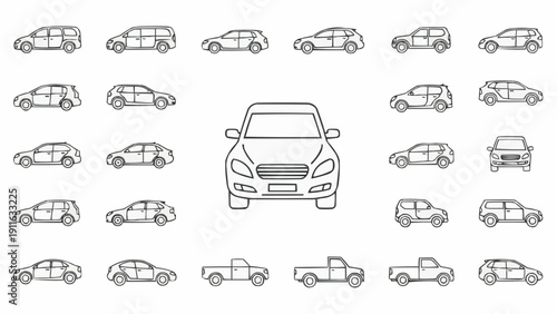 Car Lineup Various Models Displayed.