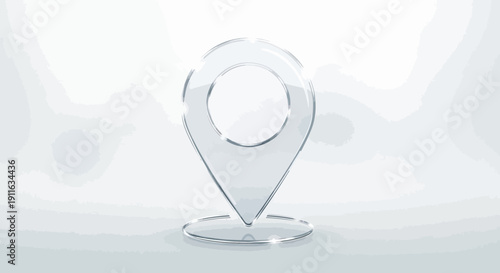 Glass location pin icon, 3D rendering, transparent map pointer
