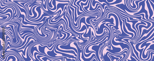 Blue Wavy Lines Abstract Background in Trendy Retro Psychedelic Style. Twisted, Swirled, and Distorted Vector Texture Pattern