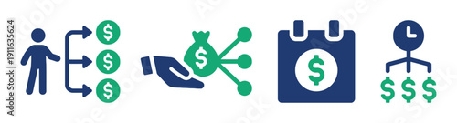 Financial management and investment icons representing growth profit and savings business concepts