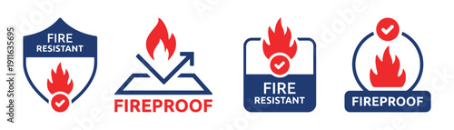 Fire resistant and fireproof symbols, indicating safety from flames