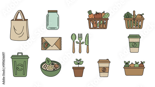 Eco-Friendly Essentials: An array of sustainable lifestyle items, artfully arranged to inspire and promote an eco-conscious existence. A visual reminder of the planet.