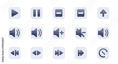 Media player control icons, audio and video settings