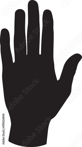 Human open palm hand gesture sign silhouette vector illustration line art graphic element