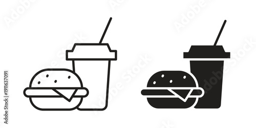 Hamburger soda icon. linear style sign for mobile concept and website ui design