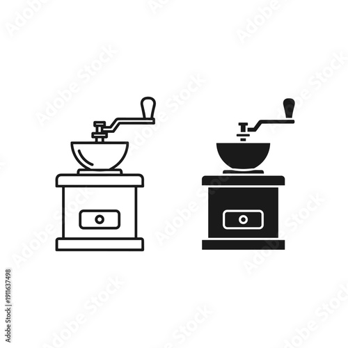 Two coffee grinders with different designs Vector