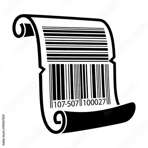 Illustration of a barcode on a receipt, viewed directly from the front