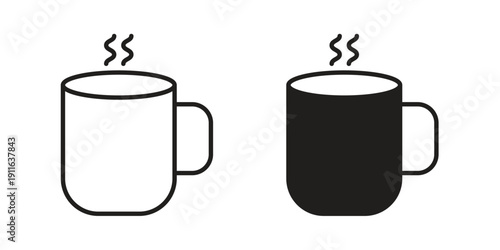 Hot coffee Mug icon. linear style sign for mobile concept and website ui design