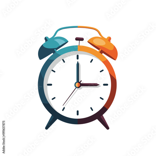 Vintage alarm clock with colorful design and two bell alarms  