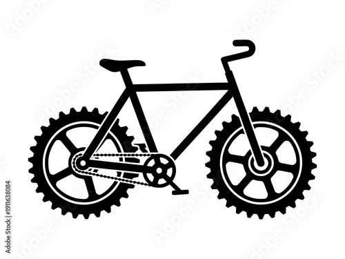 Vector illustration of a bicycle with thick tires and gear details on a plain background