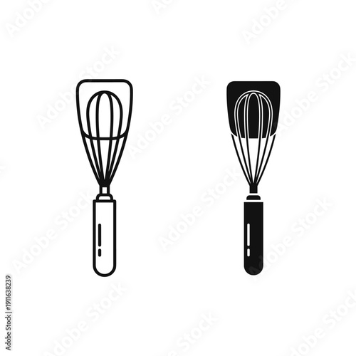Two black and white whisks on a plain background Vector
