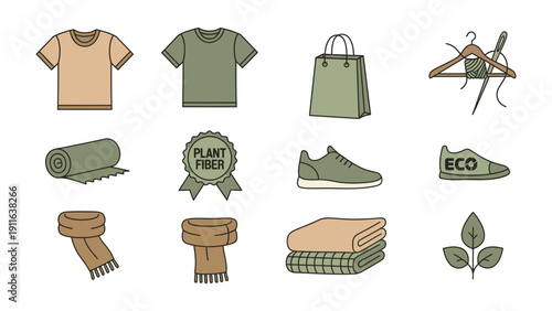 Eco-Conscious Fashion Icons: A collection of sustainable and eco-friendly clothing items, shoes, and accessories. Expressing the essence of ethical fashion.