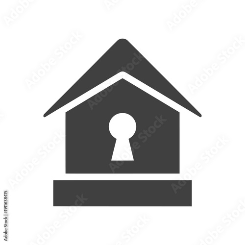 Simple house icon with keyhole, symbolizing home or real estate, vector graphics, isolated