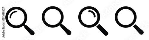 Four variations of magnifying glass icons for search and zoom