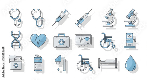 Medical healthcare icons and symbols collection.
