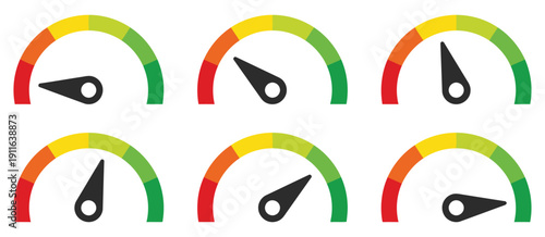 gauge meter dashboard with red yellow green color scale showing performance status