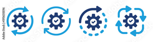 Gear and arrows showing workflow cycle and process management