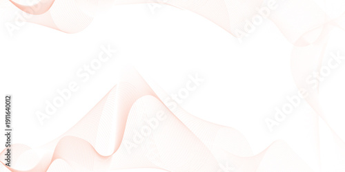 Abstract golden smooth wave on a white background. Dynamic sound wave. Design element. Vector illustration. Delicate pink wave abstract, flowing across white background. Wave lines created using blend