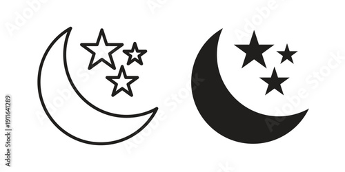 Moon stars icon. linear style sign for mobile concept and website ui design
