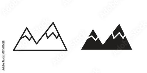 Mountains icon. linear style sign for mobile concept and website ui design