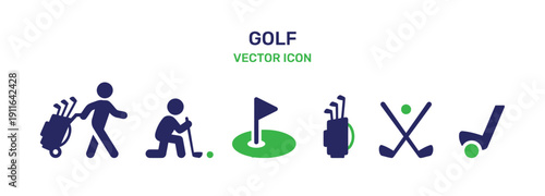 golf accessories golfer playing golf set vector icon elements
