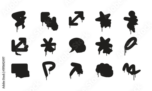Graffiti style graphic elements with spray paint effect