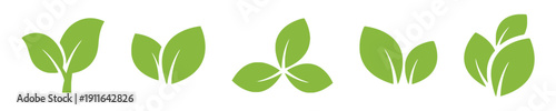 Green leaves icons representing nature and growth