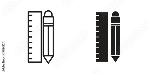 Pencil and ruler icon. linear style sign for mobile concept and website ui design
