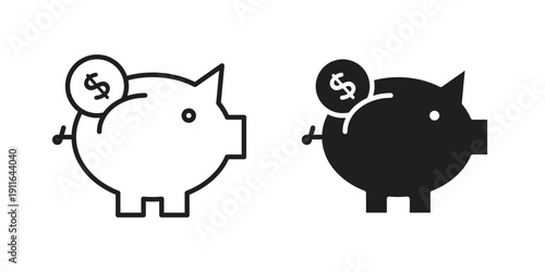 Piggy bank icon. linear style sign for mobile concept and website ui design