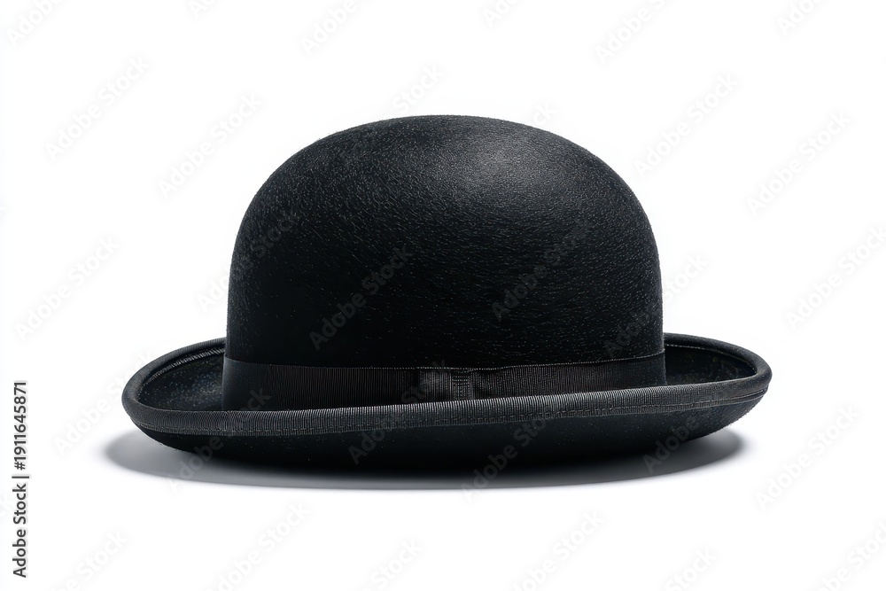 Obraz premium Black Bowler Hat on White Background â€” Classic Formal Headwear