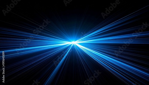 Abstract Light Burst Blue Streaks Speed Motion Energy Futuristic Concept.