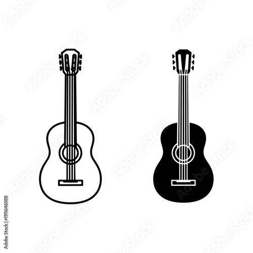 Line drawing of two acoustic guitars Vector