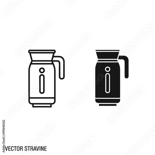A black and white drawing of two coffee makers Vector
