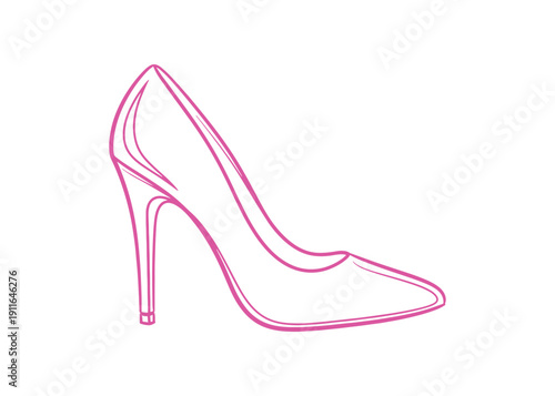 Ongoing line vector drawing of a high-heeled shoe

