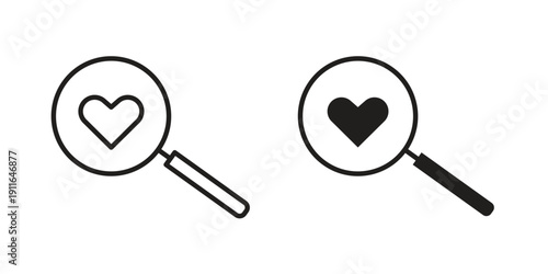 Search heart icon. linear style sign for mobile concept and website ui design