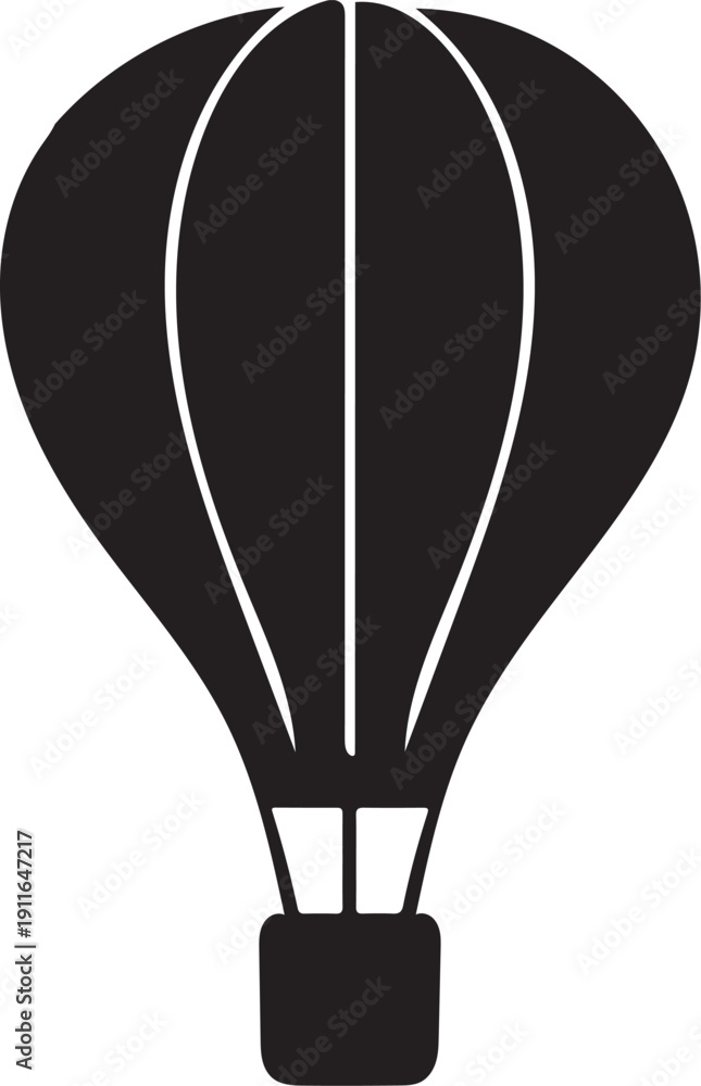 Naklejka premium Hot Air Balloon Icon Minimalist Air Travel and Adventure Silhouette Symbol